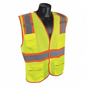 CONDOR J6038 High Visibility Vest Yellow/Green S/M, 53YN57