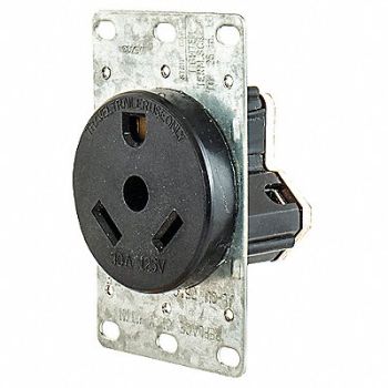 HUBBELL Receptacle Black 30 A 2P3W Side 1PK, 54DY13