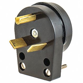 HUBBELL Agl Strt Blade Plug Blk 30 A Stnd TT-30P, 54DY14