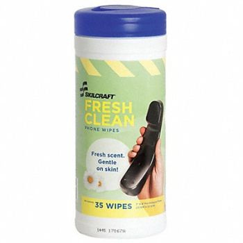 ABILITY ONE Phone Wipes Lemon 8 x 7 35 ct Canister, 54GC36