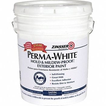 ZINSSER Interior Paint White Satin Finish, 54GD79