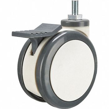 GRAINGER APPROVED Twin-Wheel Threaded Stem Caster 4-15/16, 54JE11