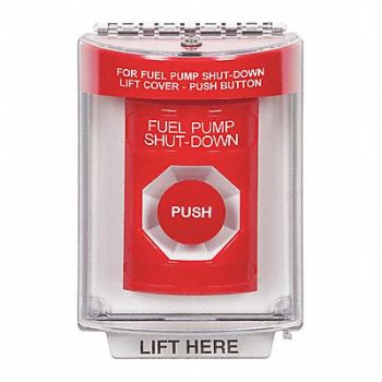 SAFETY TECHNOLOGY INTERNATIONAL Fuel Pump Shutdown Push Button Red Color, 54JF29