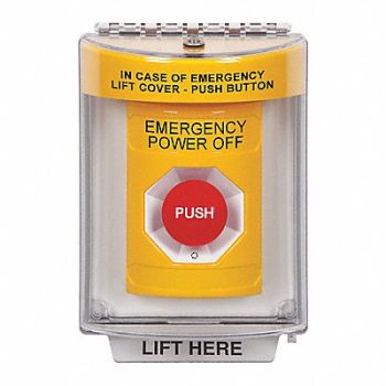 SAFETY TECHNOLOGY INTERNATIONAL Emergency Power Off Push Button 2-7/8 D, 54JF33