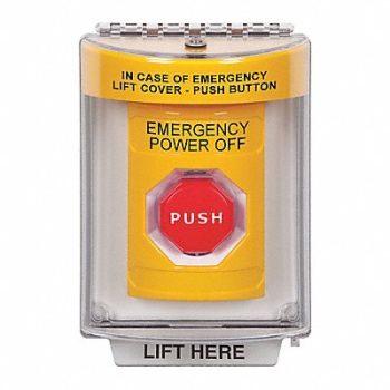 SAFETY TECHNOLOGY INTERNATIONAL Emergency Power Off Push Button 2-7/8 D, 54JF34
