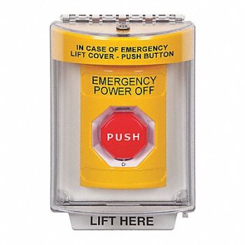SAFETY TECHNOLOGY INTERNATIONAL Emergency Power Off Push Button 2-7/8 D, 54JF35