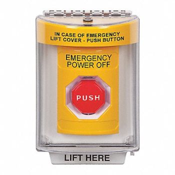 SAFETY TECHNOLOGY INTERNATIONAL Emergency Power Off Push Button 2-7/8 D, 54JF36
