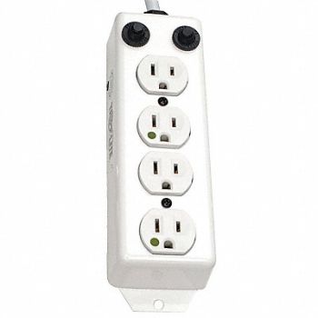 TRIPP LITE Outlet Strip 4 Outlet 15A 6-5/16 L Wht, 54VH66