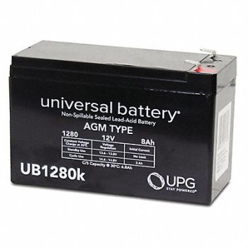 GRAINGER APPROVED Sealed Lead Acid Battery 12VDC 3.70 H, 54XH38