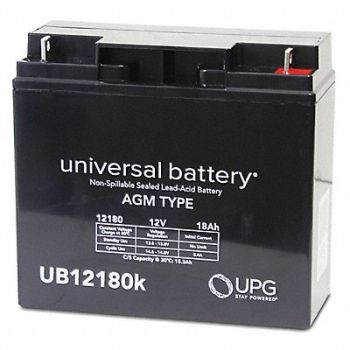 GRAINGER APPROVED Sealed Lead Acid Battery 12VDC 6.60 H, 54XH40