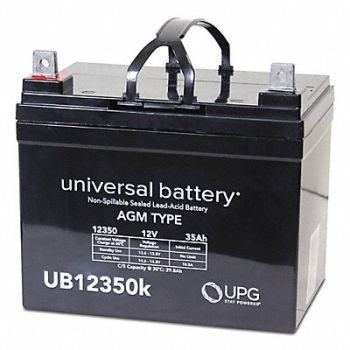 GRAINGER APPROVED Sealed Lead Acid Battery 12VDC 6.26 H, 54XH42