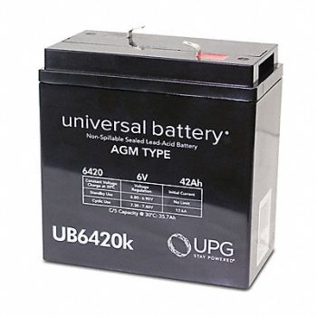 GRAINGER APPROVED Sealed Lead Acid Battery 6VDC 6.43 H, 54XH43