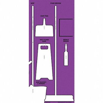 GRAINGER APPROVED Shadow Board Cleaning Wht Shadow Color, 54XK37