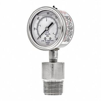 PIC GAUGES K4226 Pressure Gauge Nominal 2-1/2 Dial, 54XN58