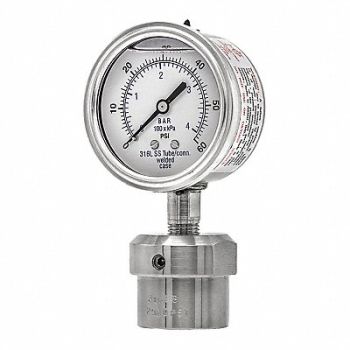 PIC GAUGES K4224 Pressure Gauge Nominal 2-1/2 Dial, 54XN66