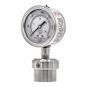 PIC GAUGES K4224 Pressure Gauge Nominal 2-1/2 Dial, 54XN70