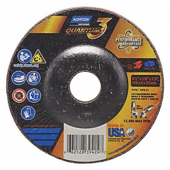 NORTON Depressed Center Wheels 4-1/2 dia., 54YL86