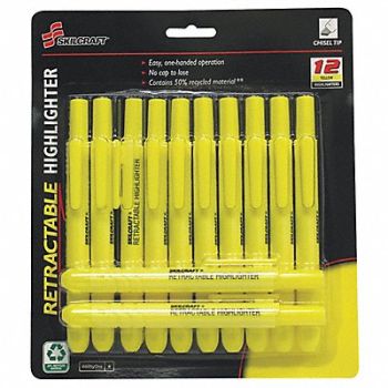 ABILITY ONE Highlighters Pen Style Barrel PK12, 54YT86
