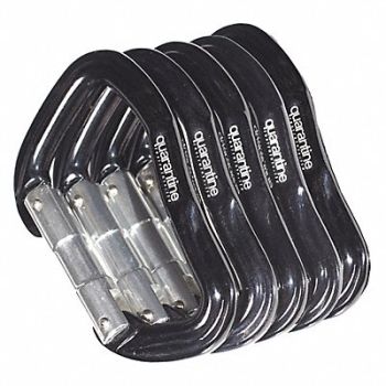 QUARANTINE RESTRAINTS Carabiner Metal Black 6 PK5, 54ZV57