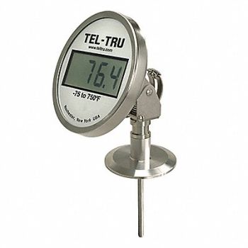 TEL-TRU Digital Dial Thermometer 2-1/2 Stem L, 55CL76