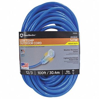 SOUTHWIRE Extension Cord 12 AWG 125VAC 100 ft L, 55CW40