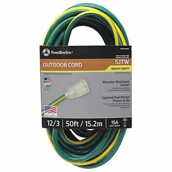 SOUTHWIRE Extension Cord 12 AWG 125VAC 50 ft L, 55CW61