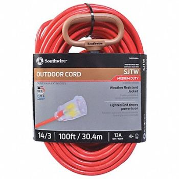 SOUTHWIRE Extension Cord 14 AWG 125VAC 100 ft L, 55CW77