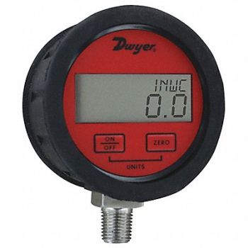 DWYER K4240 Digital Vacuum Gauge 3 Dial Size Red, 55EJ02