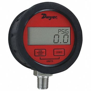 DWYER K4240 Digital Pressure Gauge 3 Dial Size Red, 55EJ10