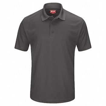 RED KAP Short Sleeve Polo Mens 3XL Charcoal/Gray, 55EL96