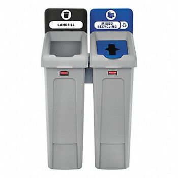 RUBBERMAID COMMERCIAL PRODUCTS Recycling Station 46 gal Total Capacity, 55ET94