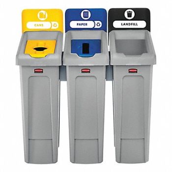 RUBBERMAID COMMERCIAL PRODUCTS Recycling Station 69 gal Total Capacity, 55ET97