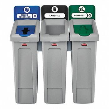 RUBBERMAID COMMERCIAL PRODUCTS Recycling Station 69 gal Total Capacity, 55ET98