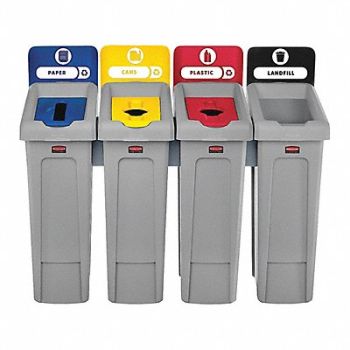 RUBBERMAID COMMERCIAL PRODUCTS Recycling Station 92 gal Total Capacity, 55ET99