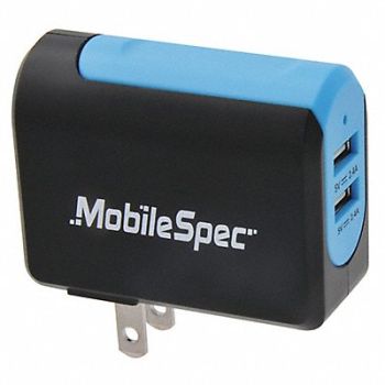 MOBILESPEC USB Wall Outlet Charger Black/Blue, 55FA05