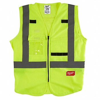 MILWAUKEE High Visibility Vest L/XL Yellow/Green, 55FF11