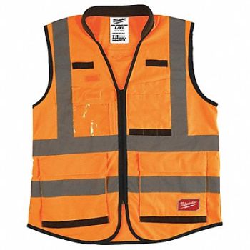 MILWAUKEE High Visibility Vest L/XL Orange/Red, 55FF28