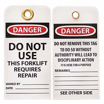 SKILCRAFT Lockout Tag Black Red/White Vinyl PK10, 55HY33