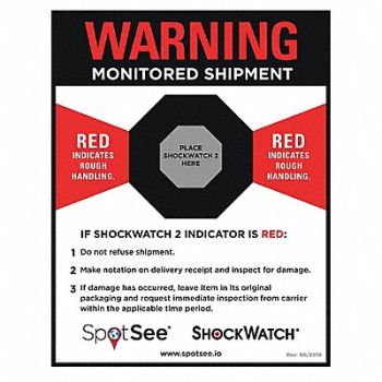 SHOCKWATCH Shock Indicator Companion Label PK200, 55JG03
