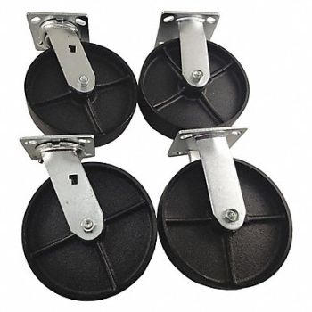 GRAINGER APPROVED Plate Caster Kit 8 Wheel Dia PK4, 55JK16