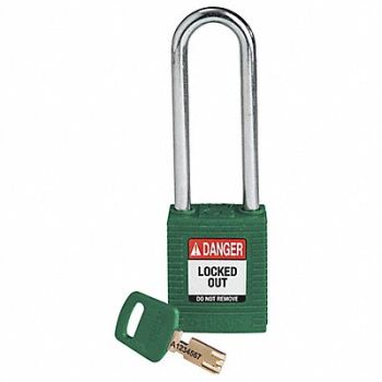 BRADY Lockout Padlock Nylon Grn Key Different, 55JX52