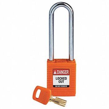 BRADY Lockout Padlock Nylon Org Key Different, 55JX55