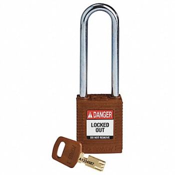 BRADY Lockout Padlock Nylon Brn Key Different, 55JX57