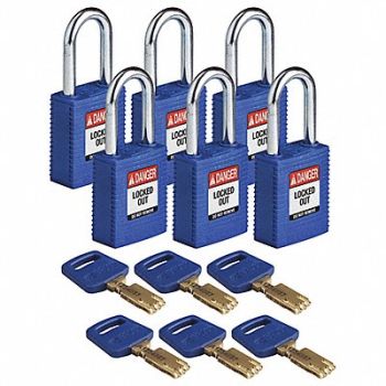 BRADY Lockout Padlock Nylon Bl 1-13/16 H PK6, 55JX80