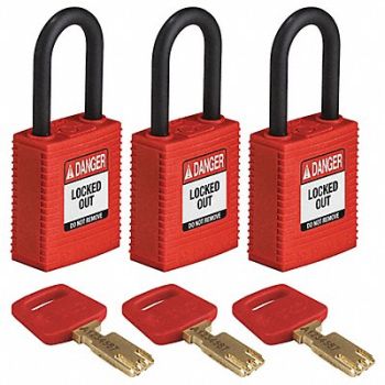 BRADY Lockout Padlock Nylon 1/2 W PK3, 55JX86