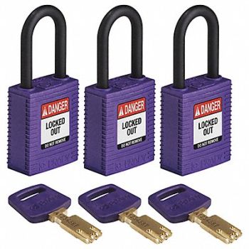 BRADY Lockout Padlock Nylon Rectangular PK3, 55JX92