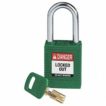 BRADY Lockout Padlock Green 1-13/16 H Body, 55JY88