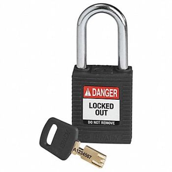 BRADY Lockout Padlock Black 1-13/16 H Body, 55JY90