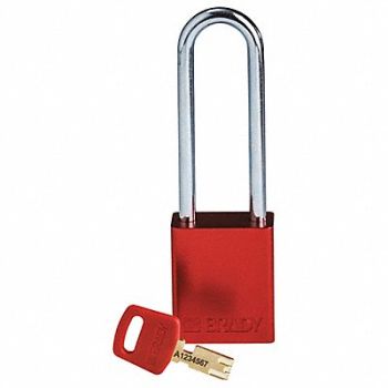 BRADY Lockout Padlock Red 1-13/16 H Body, 55JZ05