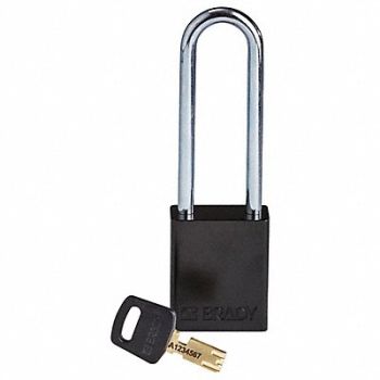 BRADY Lockout Padlock Black 1-13/16 H Body, 55JZ09
